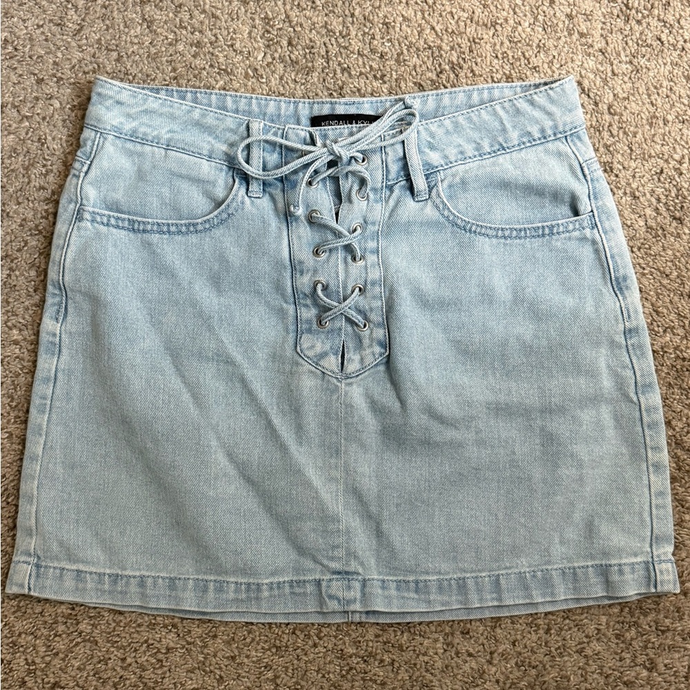 Vintage Kendall & Kylie Lace-Up Denim Mini Skirt